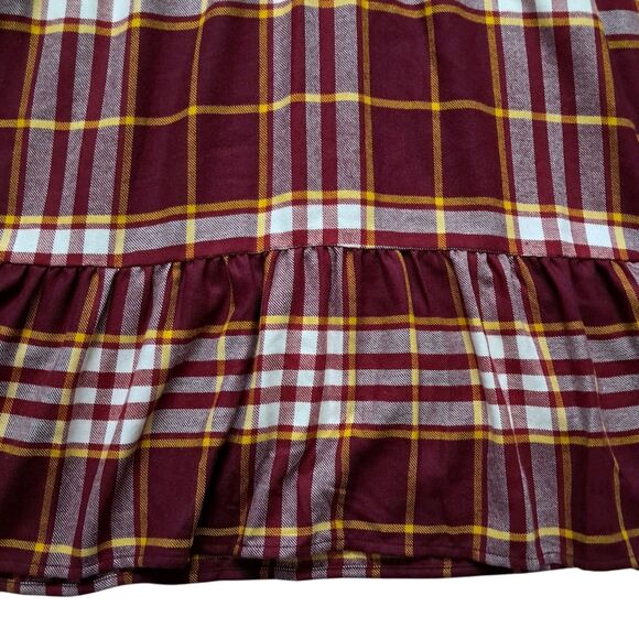 NWT Loft Dress Women's Large Petite Red‎ Mini Plaid Side Tie Flare Tiered Fall - Picture 4 of 13